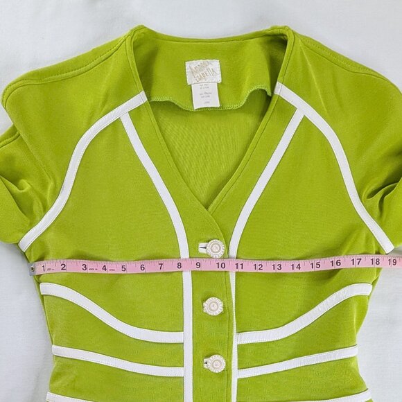 VTG Brat Green White Stripes Bold Button Up Avant Garde Jacket Blazer Art Deco - Picture 4 of 9